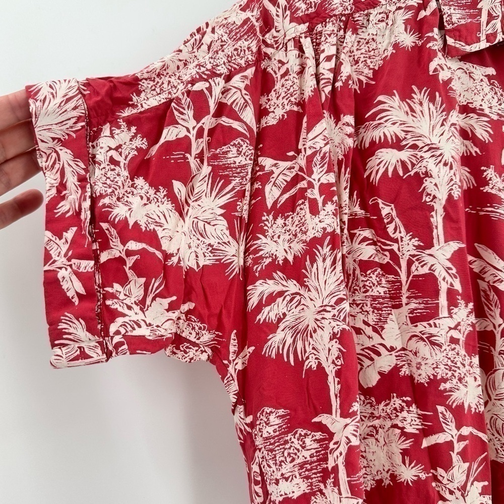 American Eagle Button Down Women’s Tie Front Tropical Print Viscose Top Size L - Picture 5 of 14